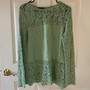 Made in Italy - Laced linen and cotton top